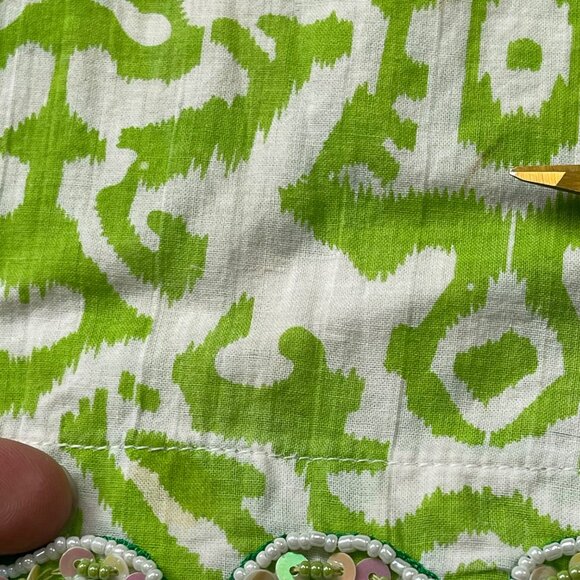 Soft Surroundings Beaded Tunic Top Womens Small Relaxed V-Neck Green 100% Cotton - Picture 6 of 15